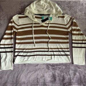 Off-White Brown and White Striped Hoodie